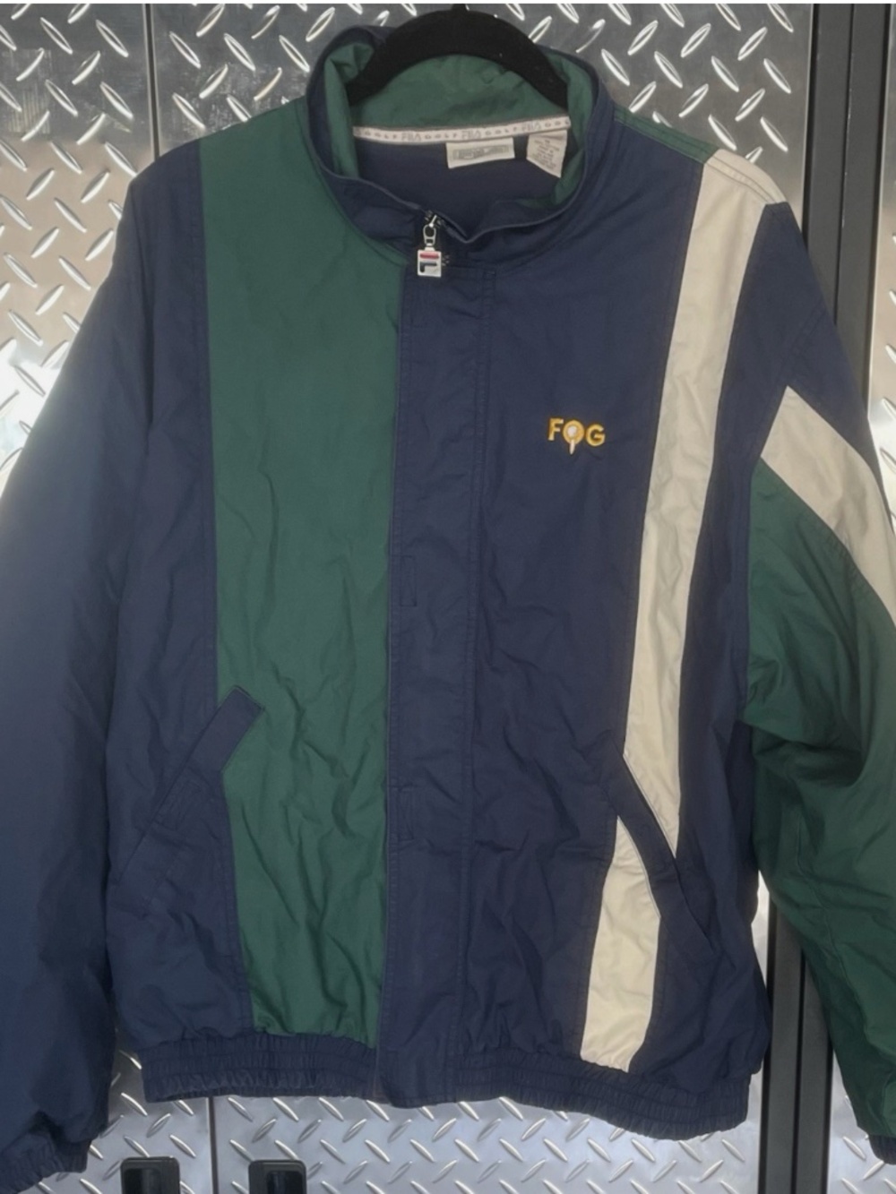 Vintage Fila FOG Windbreaker Jacket Men’s M Blue Green Colorblock